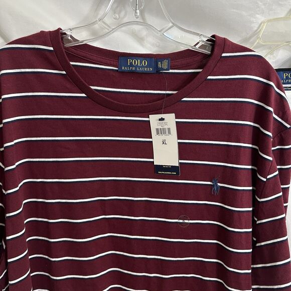 LOT 3 Polo Ralph Lauren Shirt Mens XL Striped Custom Slim Fit Pony Crewneck - Picture 2 of 8